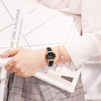 Korean version fashion mesh strap quartz watch ladies watch luminous waterproof double calendar female student watch S027