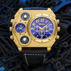 Oulm large dial men's watch athleisure leather compass fashion trendy quartz watch HP1349IPG