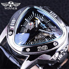Winner European American Style Men's Fashion Casual Hollow Triangle Large Dial Automatic Mechanical men Watch SLZg65