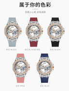 GUOU temperament fashion simple ladies watch waterproof female watch rhinestone silicone trendy mechanical women watch 8221