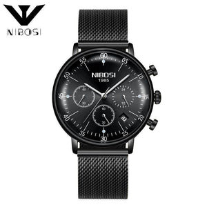 Mens Watches NIBOSI Top Brand Luxury Waterproof Ultra Thin Date Clock Male Steel Strap Casual Quartz Watch Men Sports Wristwatc 2331
