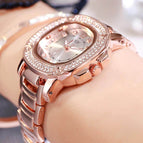 GEDI 3200 Fashion Casual Rhinestones Watches Stainless Steel Waterproof Ladies Analog Quartz Wristwatch Female Gift Clock Watch for Women