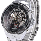 WINNER men watch fashion personaliy steel hollow auto mechanical men casual watch SLZ46