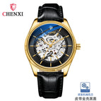 CHENXI new automatic mechanical watch men's waterproof simple business mechanical watch breathable leather strap watch CX-8803 leather