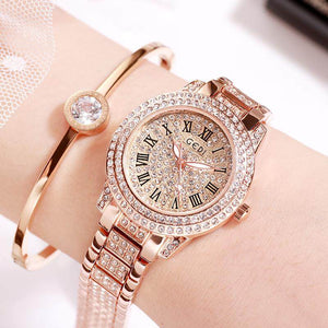 GEDI 2945 Fashion Casual Watch Hot Sale Women Elegant Luxury Diamonds Rhinestones Stainless Steel Waterproof Ladies Analog Quartz Wristwatch