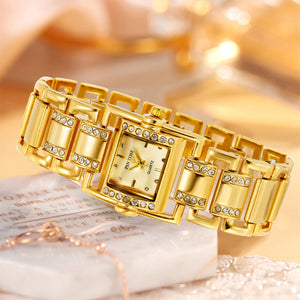 PINTIME Simple Square Diamond Women's Quartz Watch Casual Bracelet Women's Watch 1231