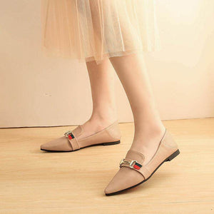 2021 Korean flat single shoe fashion metal buckle soft casual office lady women's shoes 333-b9