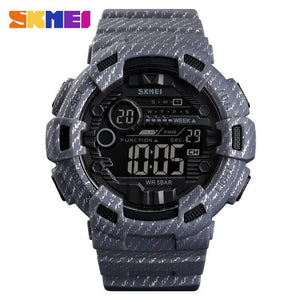 SKMEI Fashion Sport Watch Men Alarm Clock Cowboy Waterproof Week Display Men Watches Denim Digital Watch 1472