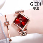 Gedi women's watch fashion Diamond Dial square women's wrist watch simple leisure fashion quartz watch 12026