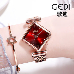 Gedi women's watch fashion Diamond Dial square women's wrist watch simple leisure fashion quartz watch 12026