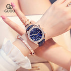 Hong Kong GUOU 8103 Disc Large Dial Quartz Watch Personality Multifunctional Three Eyes Full Diamond Belt Watch