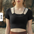 Sports yoga vest Simple Natural Quick-Drying Running Fitness Skin-Friendly Yoga top short T-shirt Women DST484