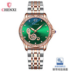 Chenxi new fashion luminous waterproof watch women's solid steel belt hollow automatic mechanical watch