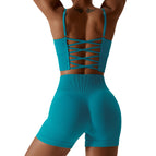 Seamless Yoga Suit Summer Running Tight Sports Suit Women's Quick-Drying Beauty Back Fitness Suit 6866