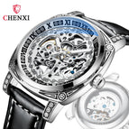 CHENXI new retro carved watch men's mechanical watch leather waterproof hollow automatic mechanical watch