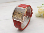 GOGOEY Square Rhinestone Digital Face Women's Watch Online Red Live Women's WatcH Fashion Quartz Watch Girl's Belt Watch