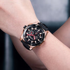Megir Watch Men's Large Dial Multi-Function Timing Leather Sports Quartz men Watch 2122