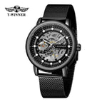 2023 New T-winner Men's Watch Fashion Hollowed-out Mesh Belt Waterproof Manual Mechanical men Watch SLZg123