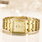 SWISH 0034 New rectangular men's fine steel band Japanese movement simple calendar quartz watch waterproof watch