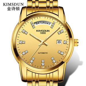 KIMSDUN steel belt fashion men's automatic watch mechanical watch waterproof business double calendar men's watch K-1967A