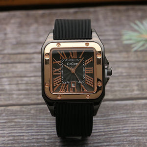 GOGOEY 2022 Square calendar boys' tape watch Rome scale men's Vintage Rubber Watch women's watch quartz watch women