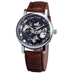 Winner Mechanical Watch Men's Fashion Casual Retro Roman Style Hollow-out Watch Manual Mechanical Watch SLZ11