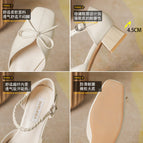 Sandals women's 2022 summer new hollow sandals female fairy style thick heel bow sandals female 17820-3