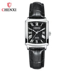 CHENXI Casual Couple Watch Morning Calendar Quartz Watch 079a Square Men and women Watch CX-079A Leather