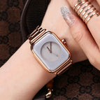 Fashion GUOU 8162 Top Brand  Steel No Fade Hardlex Rectangle Quartz Wristwatches Wrist Watch for Women Female Girls