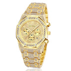 PINTIME watch  full diamond multi-function three-eye fashion rhinestone waterproof men's watch