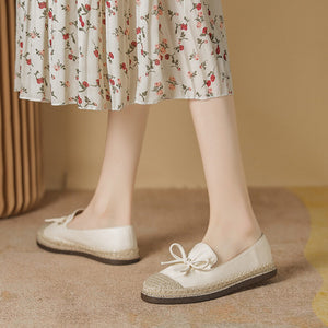 Fisherman's shoes women's flat-bottomed bow gentle single shoes women's soft-bottomed slip-on loafers 633-1