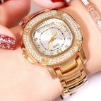 GEDI 3200 Fashion Casual Rhinestones Watches Stainless Steel Waterproof Ladies Analog Quartz Wristwatch Female Gift Clock Watch for Women