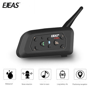 【large Stock】EJEAS V6 PRO Bluetooth Motorcycle Intercom Helmet Headset 1200m Interphone 830mAh IP65 Waterproof for 6 riders