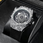 KIMSDUN foreign trade explosion diamond inlaid fashion trend creative men's watch silicone luminous waterproof sports quartz watch K109D
