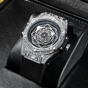 KIMSDUN foreign trade explosion diamond inlaid fashion trend creative men's watch silicone luminous waterproof sports quartz watch K109D