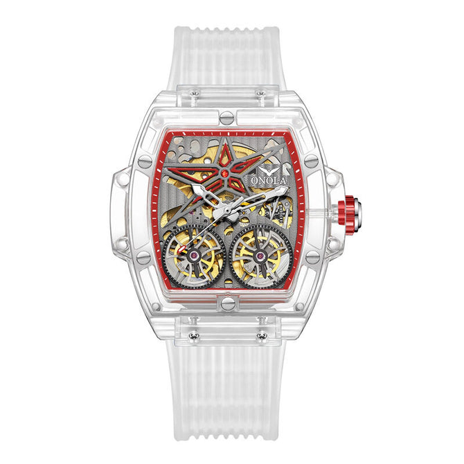 ONOLA ON6828 men's watch double flywheel automatic mechanical watch Men's silicone waterproof watch