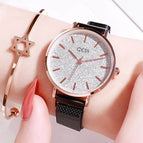 GEDI 12000 Starry Sky Women Fashion Casual Watch Elegant Luxury Stainless Steel Magnetic Strap Waterproof Ladies Diamond Rhinestone Analog Quartz Wristwatch