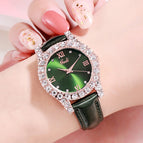 GEDI 51009 Women Fashion Casual Watches New Style Leather Strap Simple Quartz Wristwatch Korean Version Diamond Ladies
