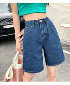 JEANS high-waist candy-colored denim five-point pants women's 2022 Korean version of high-waisted thin fresh casual pants 0567