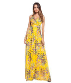Fashion Style Summer Bohemian Style Floral Long Maxi Spaghetti Strap Empire Dress Beach Dress Sundress
