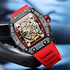 ONOLA ON3829D watch for men Fashion full diamond automatic mechanical watch men's silicone strap waterproof watch
