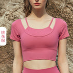 Sports yoga vest Simple Natural Quick-Drying Running Fitness Skin-Friendly Yoga top short T-shirt Women DST484