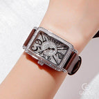 GUOU 8201Watch Women's Brand Lady Crystal Bling Woman Women Wrist Watch Fashion Leather Rectangle Watches Clock Female Wristwatches