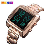 SKMEI1369 Men Fashion Watches New Stopwatch Waterproof Watch Stainless Steel Fashion Digital Wristwatches Male Clock