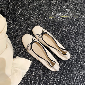 Women shoes Sheii bow square toe pumps ballet flats women's shoes office lady causal shoes N1-1