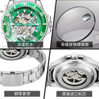PINTIME Watch Green Automatic Mechanical Watch Luminous Waterproof Men's Watch Simple Clock 6945