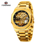 Forsining European and American Style Men's Fashion Casual Hollow Mechanical Flywheel Automatic Mechanical men Watch SLZe221