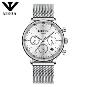 Mens Watches NIBOSI Top Brand Luxury Waterproof Ultra Thin Date Clock Male Steel Strap Casual Quartz Watch Men Sports Wristwatc 2331