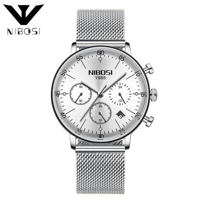 Mens Watches NIBOSI Top Brand Luxury Waterproof Ultra Thin Date Clock Male Steel Strap Casual Quartz Watch Men Sports Wristwatc 2331