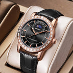 KIMSDUN Diamond Moon Phase Men's Watch Fashion Waterproof Quartz Watch K-1219B